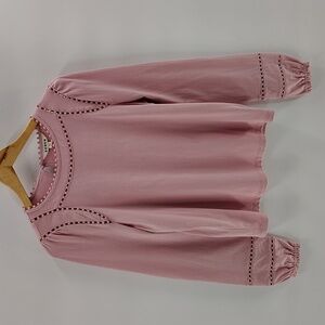 Boden Mila Long Sleeve Light Pink  Top Textured Accents Size 8